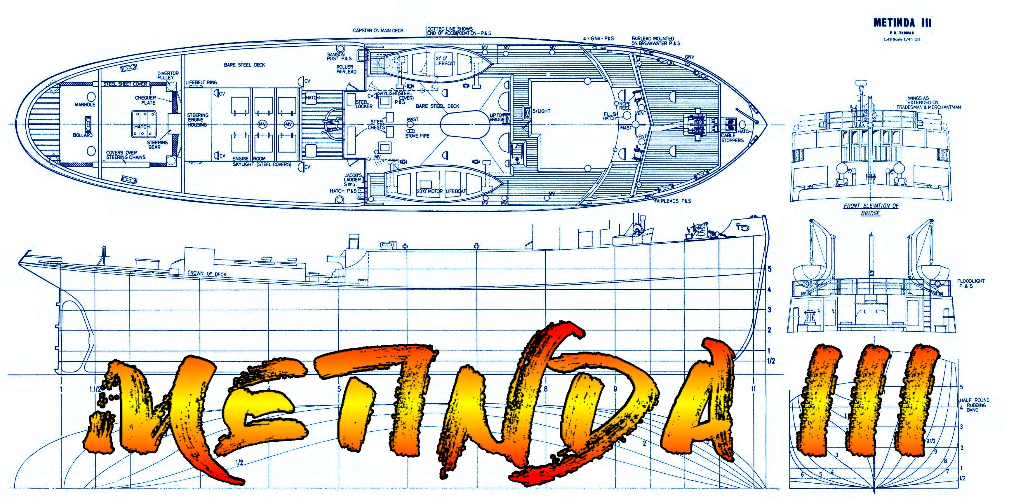 full size printed plans  scale  1:48  tug l 35-3/4"  for radio control