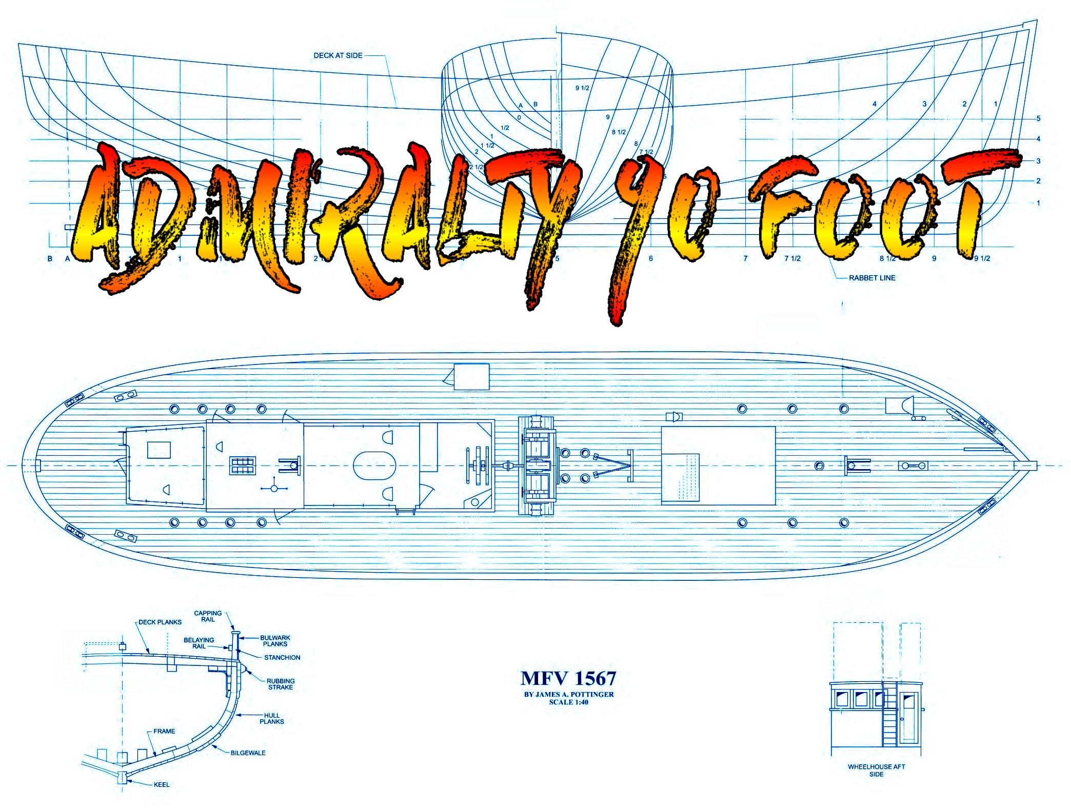 full size printed plans to build a admiralty 90 foot motor fishing vessel