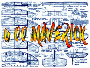 full size printed plans gold cup racer scale 1 ¼” = 1’ u‑00 maverick for remote control