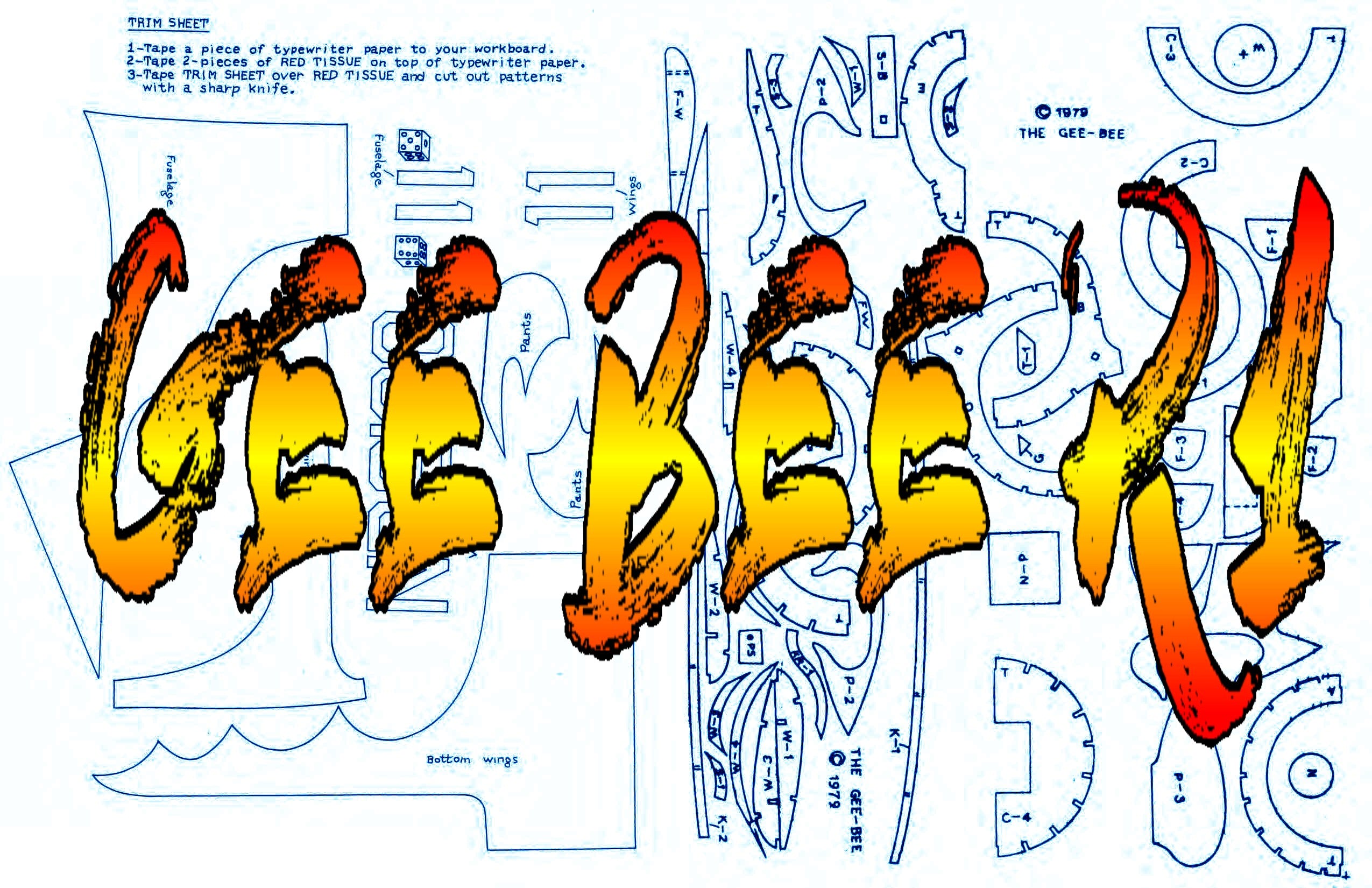 full size printed plans peanut scale gee bee r1  symbol of the "golden age"