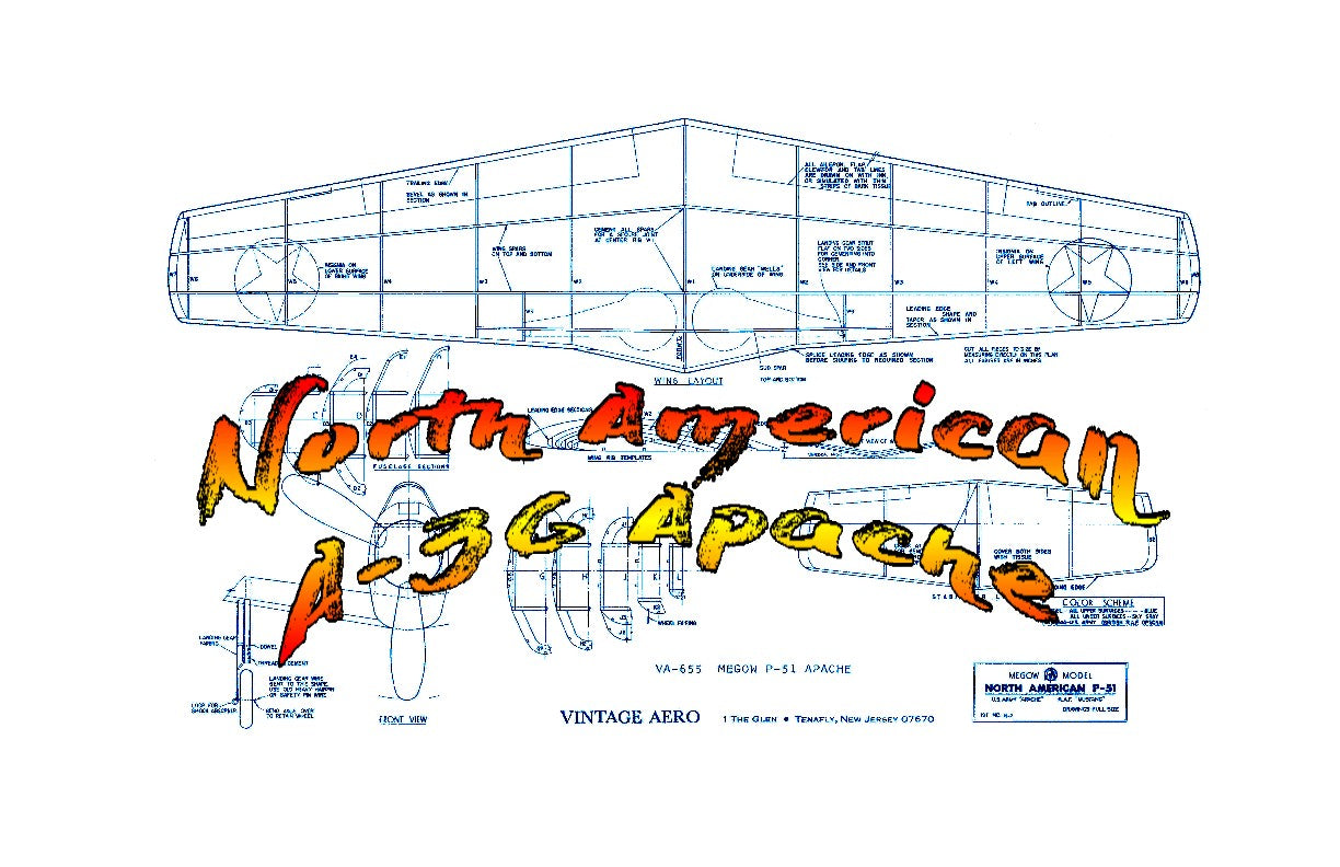 full size printed plans peanut scale "north american p-51 apache"