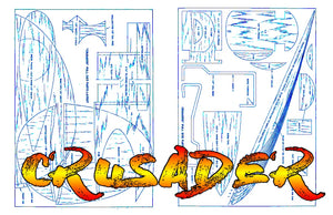 full size plan vintage 1960 control line stunt “crusader” a twin-boom hot stunt contender