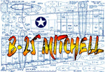full size printed plans vintage 1963 semi-scale twin engine stunter b-25 mitchell