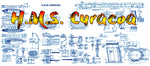 full size printed line drawings  scale 1:96 c-class light cruiser. hms curacoa l 57 1/2" suitable for radio control