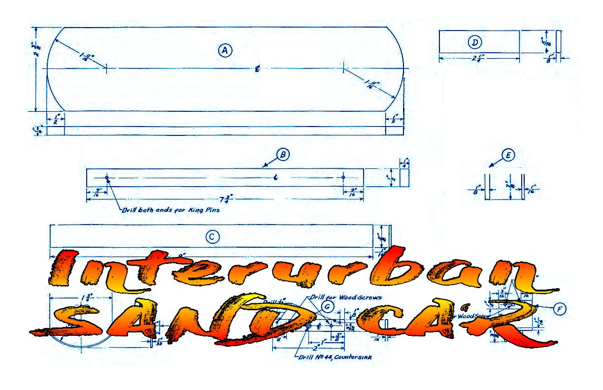 full size printed plan o gauge interurban sand car  a 1947 plan