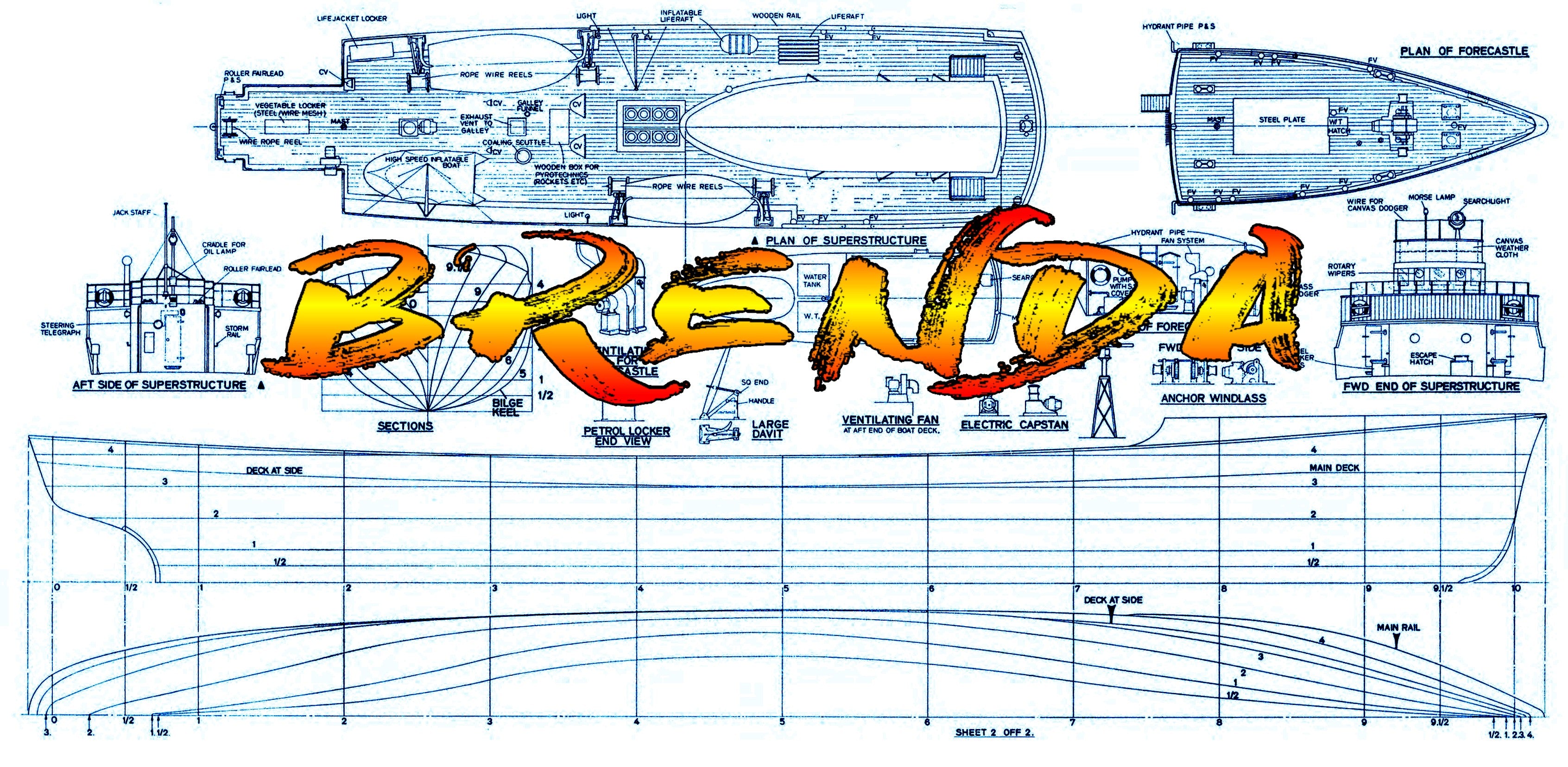 full size printed plan1:48 scale fishery protection suitable for radio control