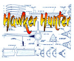 full size printed plan semi-scale 1:12 free flight hawker hunter .049 ducted fan
