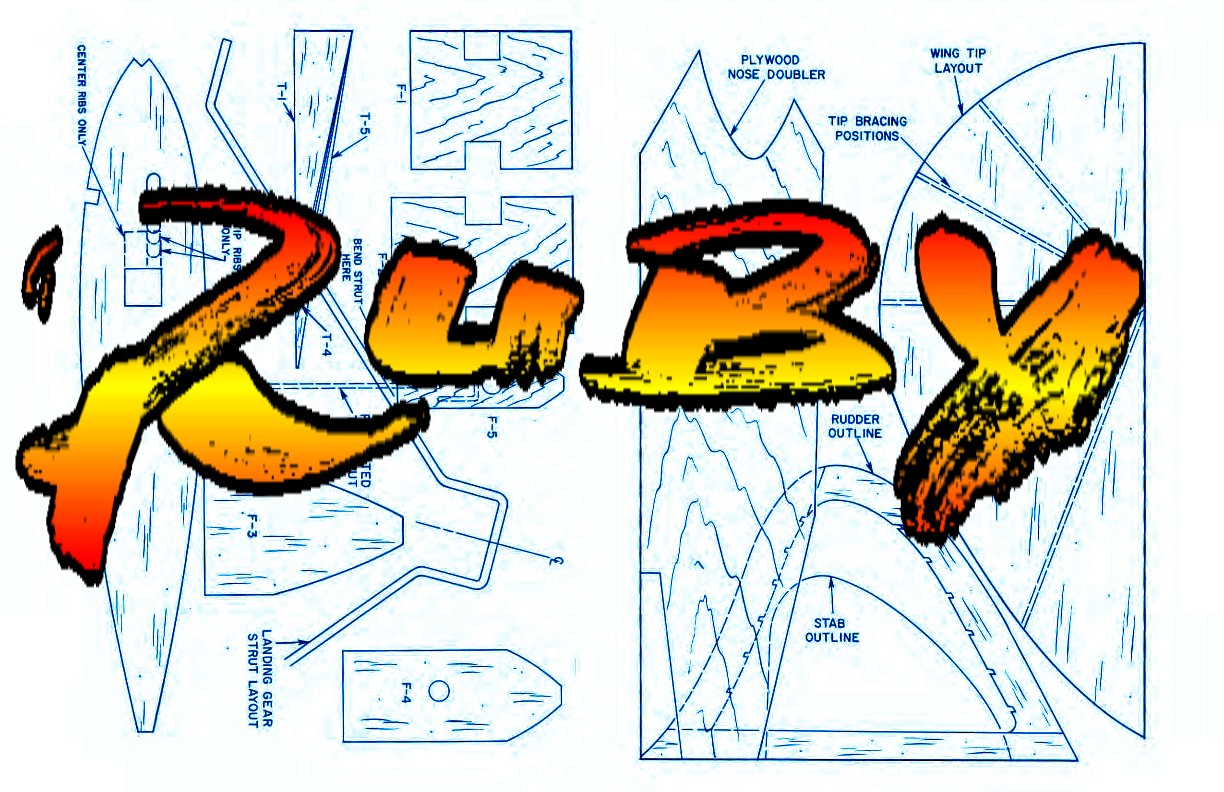full size printed plans vintage 1958 control line stunt  .29 to .35 ruby exceptionally good flyer