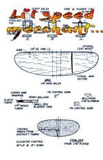 full size printed plan  1/2 a control line speed  lil’speed merchant. easy to build wingspan 9’