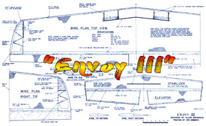 full size printed plan vintage 1990 control line stunter "envoy iii"  practical, serviceable c/l stunters.