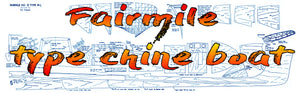 full size printed plans to build a scale 1/2 = 1ft  (1/24) lo.a. 55"  fairmile  type chine boat