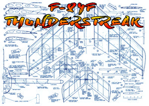 full size printed plan semi-scale ducted-fan, for radio control republic f-84f thunderstreak