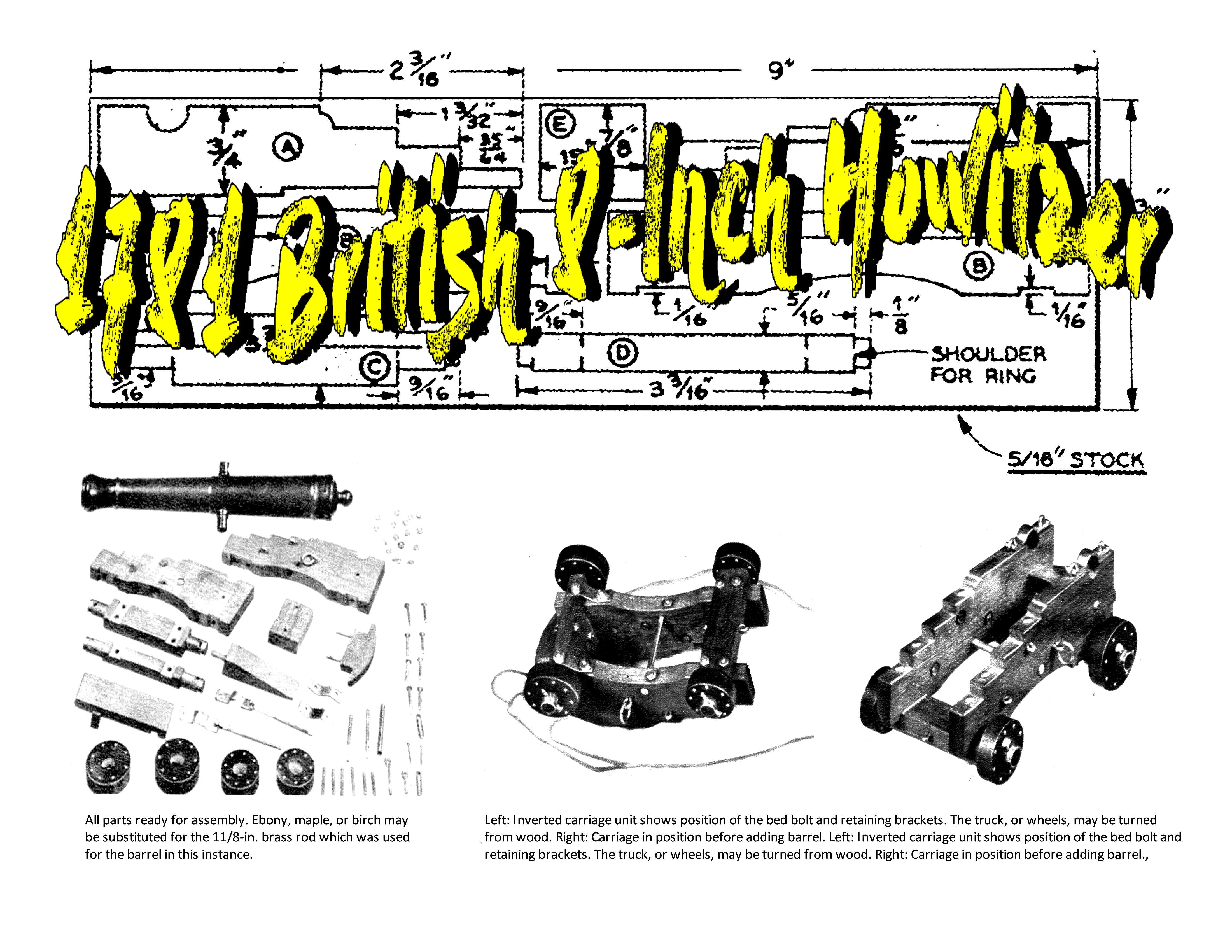 printed plans and article miniature eighteen-pounder scale 1:12  overall length 8 1/2"  width 3 3/16"