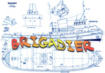 full size printed plan sscale 1:32  l 41 1/4" brigadier tug electric or steam  suitable for radio control