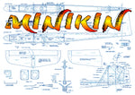 full size printed plan glider 48 1/2" 3-in-l machine  r/c flying, "minikin,"