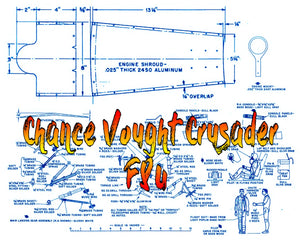 full size printed plan scale 1/16 chance vought crusader f8u  tigerjet or convert to ducted fan