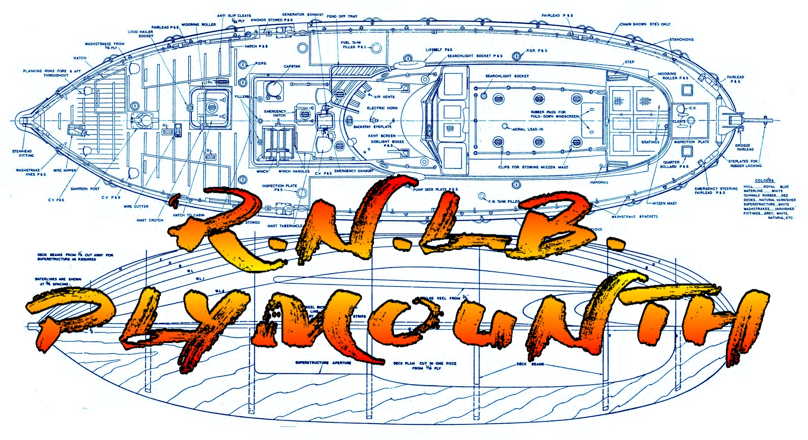 full size printed plans scale 1:16, r.n.l.b.  lifeboat l 39”  b11”  suitable for radio control