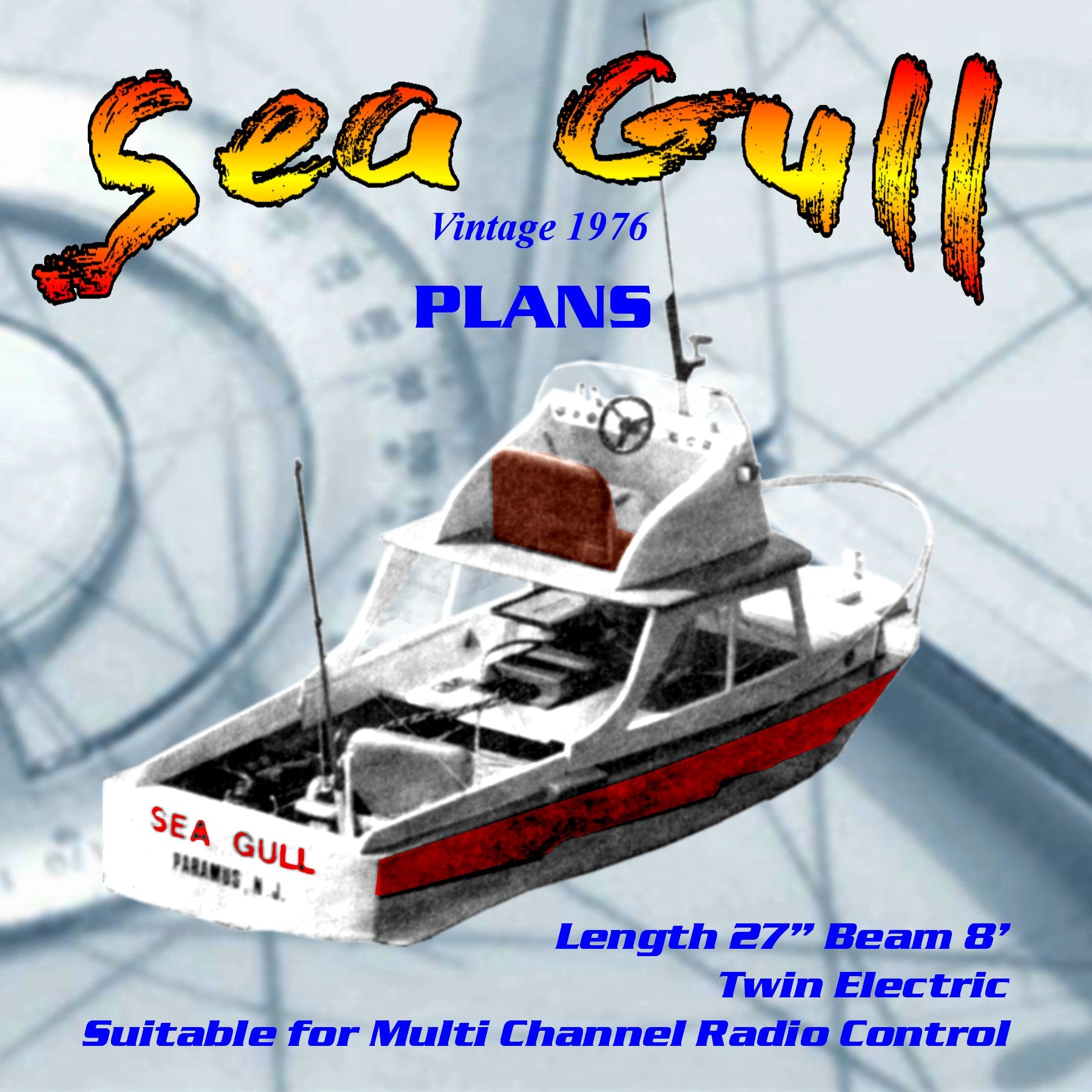 Full Size Printed Plan Sport Fishing boat 27 Sea Gull multi