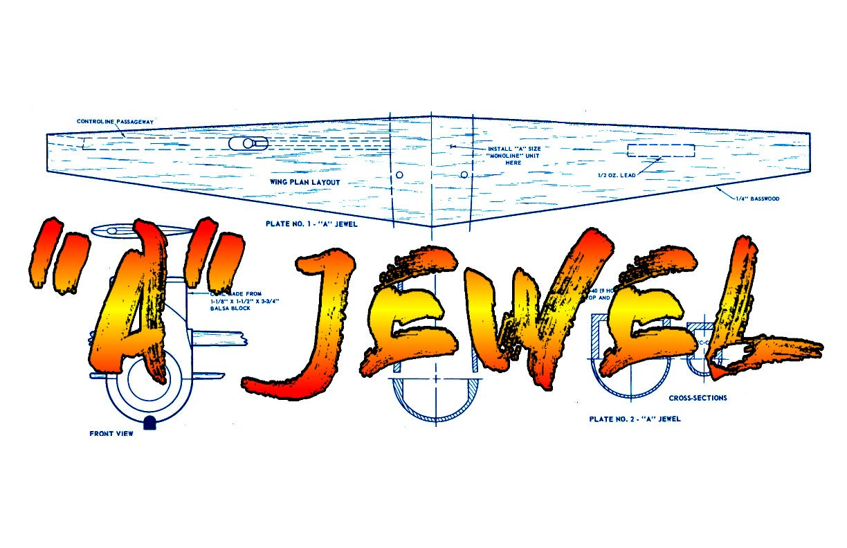 full size printed plan   control line speed “a” jewel 1959 nat's winner engine .15