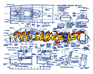 full size plans f86 sabre jet control line  scale 1 1/8” =1ft  wingspan 41”  dyna-jet or ducted fan