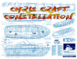 full size printed plans and notes to build a scale (5/8"=1ft) chris craft constellation full size printed plans and notes