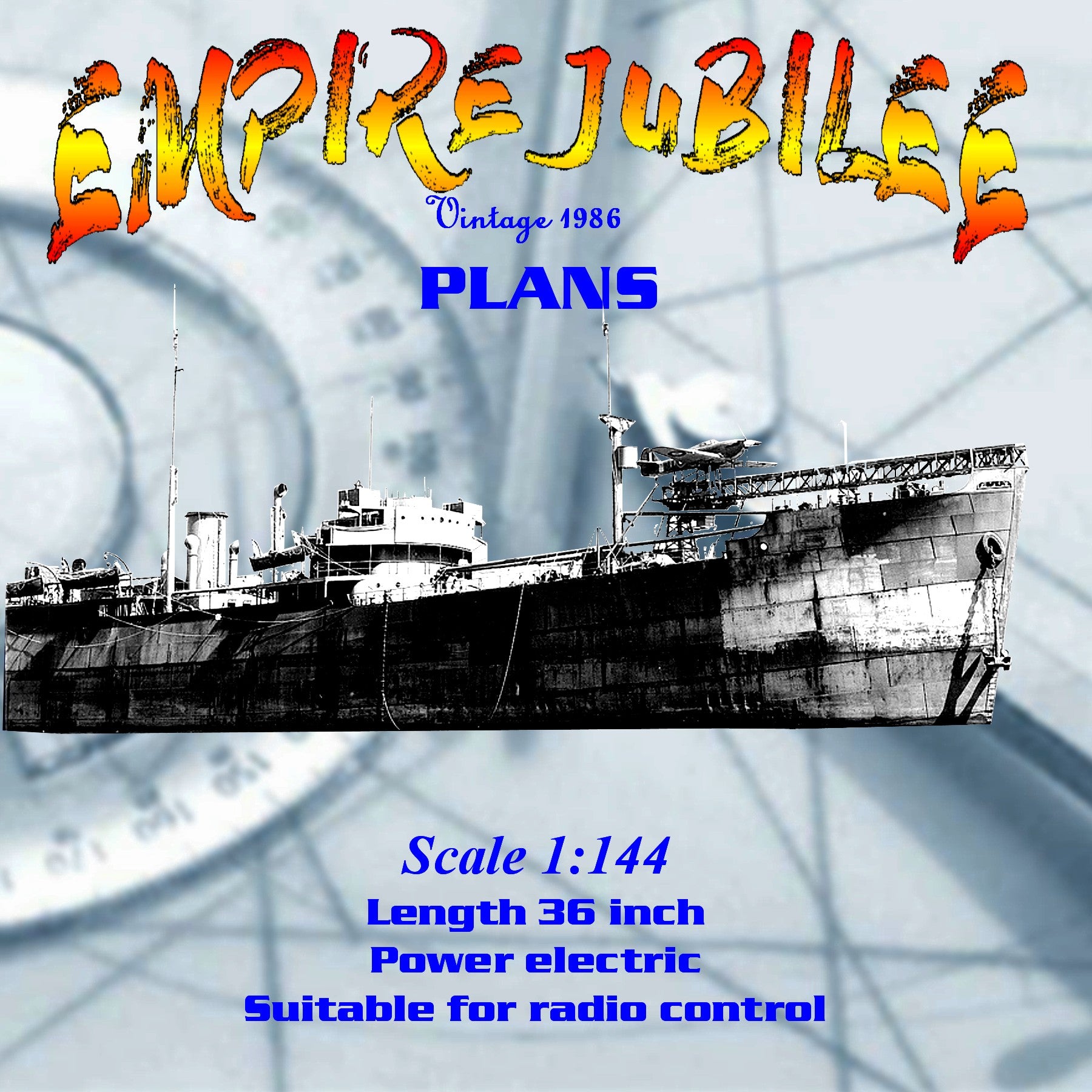 full size printed plans scale 1:144 based upon wwii catapult aircraft merchantship suitable for radio control