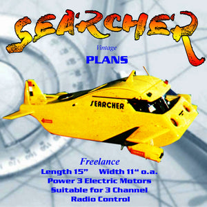 full size printed plan freelance  r/c submarine length 15 inch  width 11 ½" o.a.  3 electric motors