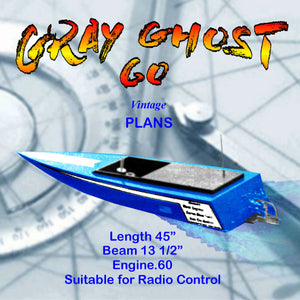 full size printed plan 45" deep vee gray ghost 60 suitable for radio control