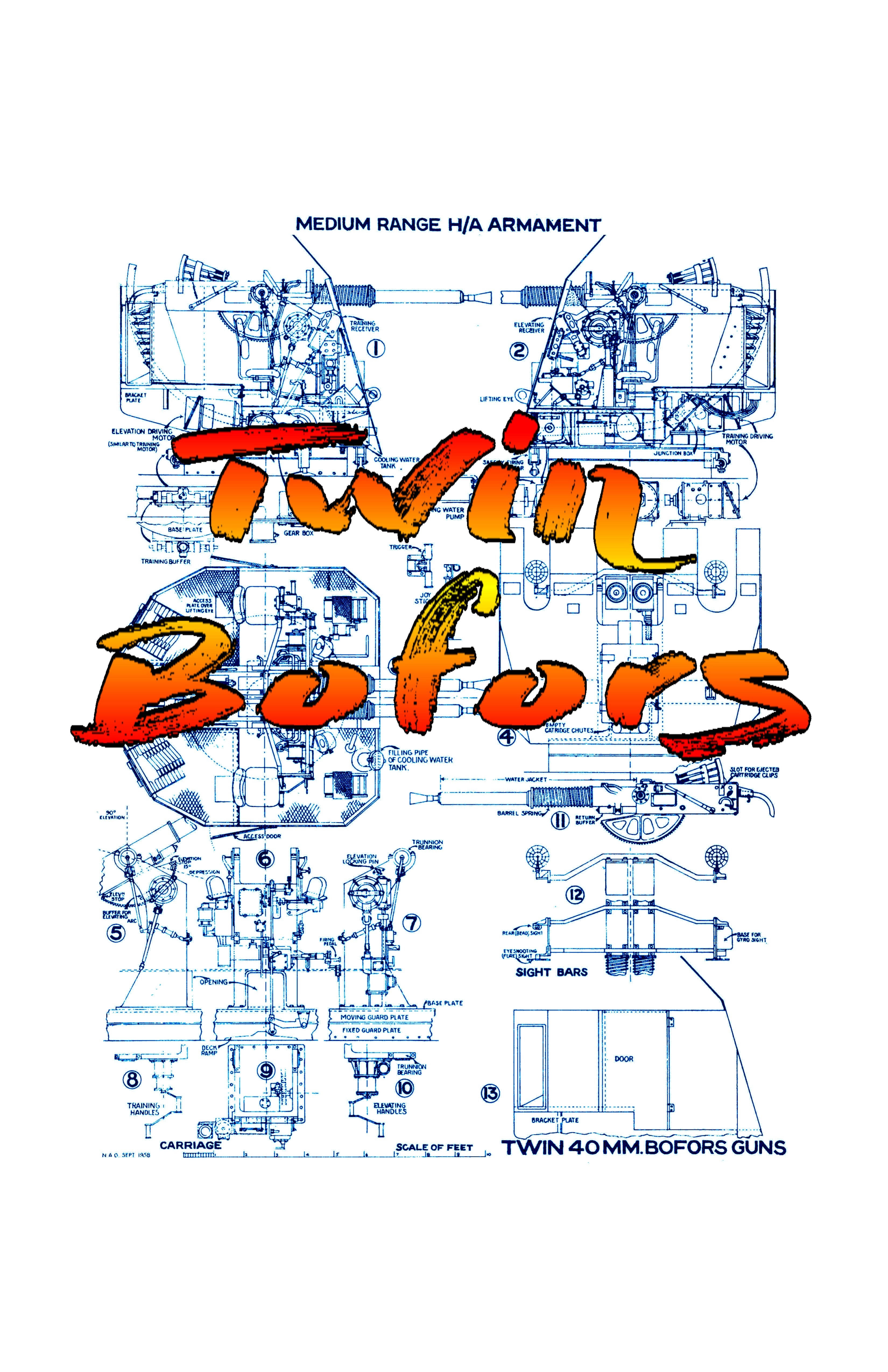 printed drawings & articles scale 1:32 quad single and twin bofors