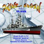full size printed plan scale 1:192 length 44" " prinz eugen" german  heavy cruisersuitable for radio control