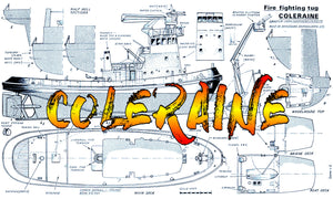 full size printed plans scale 1/48 firefighting tug coleraine suitable for radio control