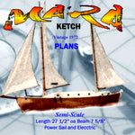 full size printed plan semi scale r/c sailboat cruising ketch mara suitable for radio control