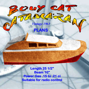 full size printed plans 25 1/2" catamaran bouy cat  suitable for radio control