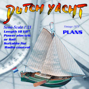 full size printed plan  semi-scale 1:21 dutch yacht pwr electric and sail  suitable for radio control