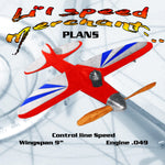 full size printed plan  1/2 a control line speed  lil’speed merchant. easy to build wingspan 9’