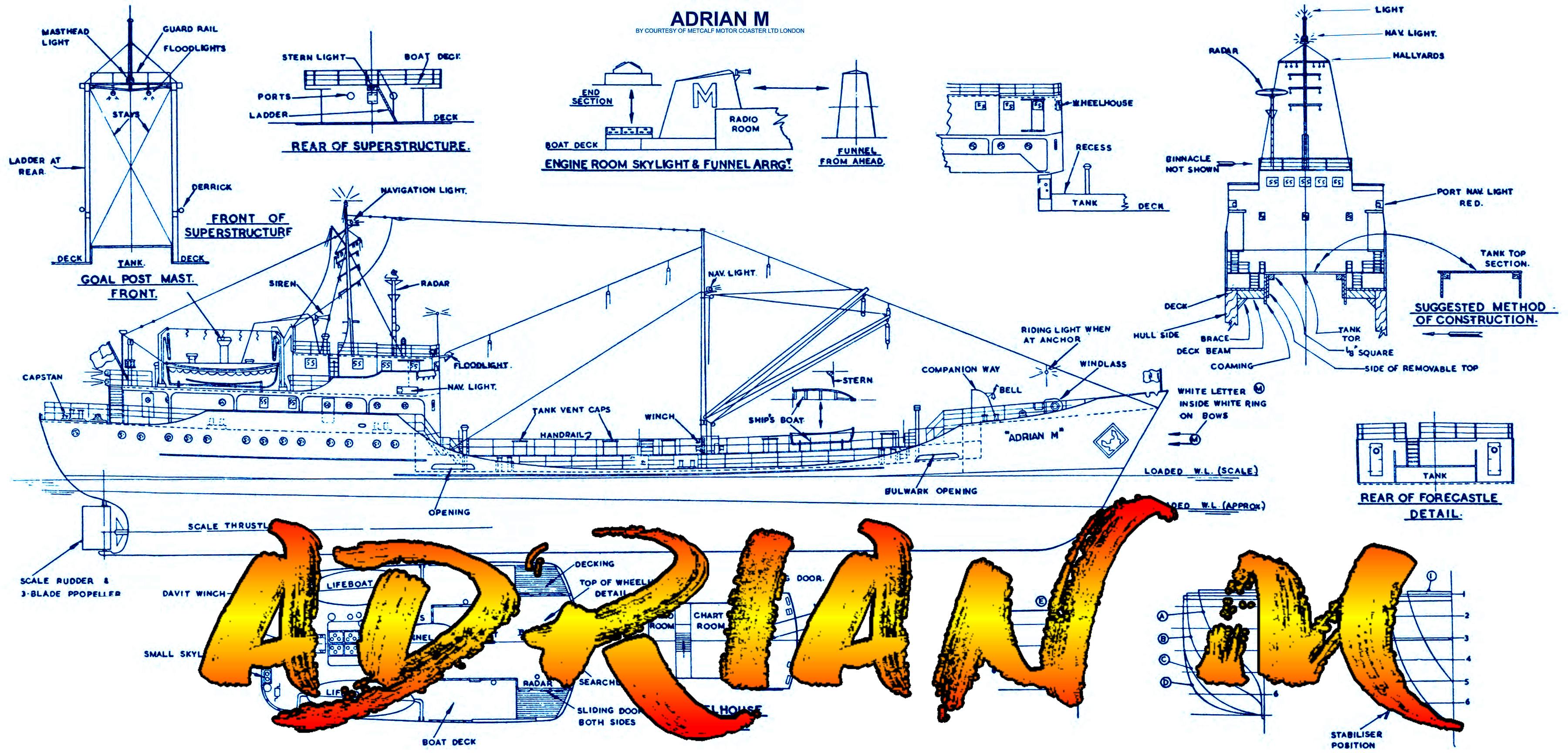 full size printed plan and article small coastal tanker 1:72 scale 36" adrian m suitable for radio control