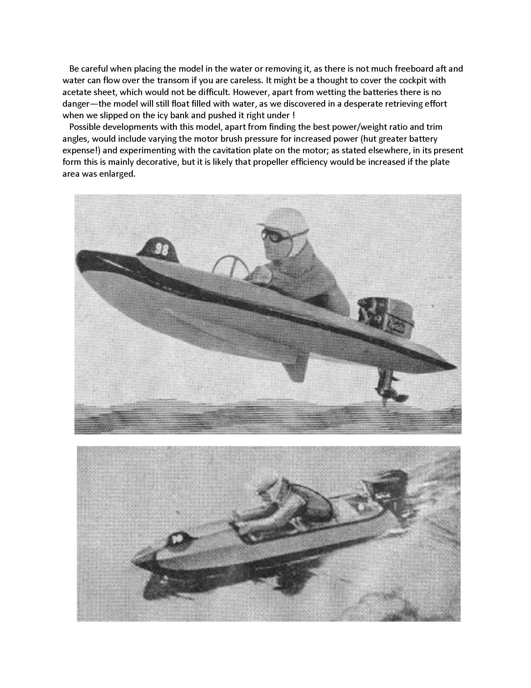full size printed plan semi-scale 1:12 outboard hydroplane free running or small radio control for steering
