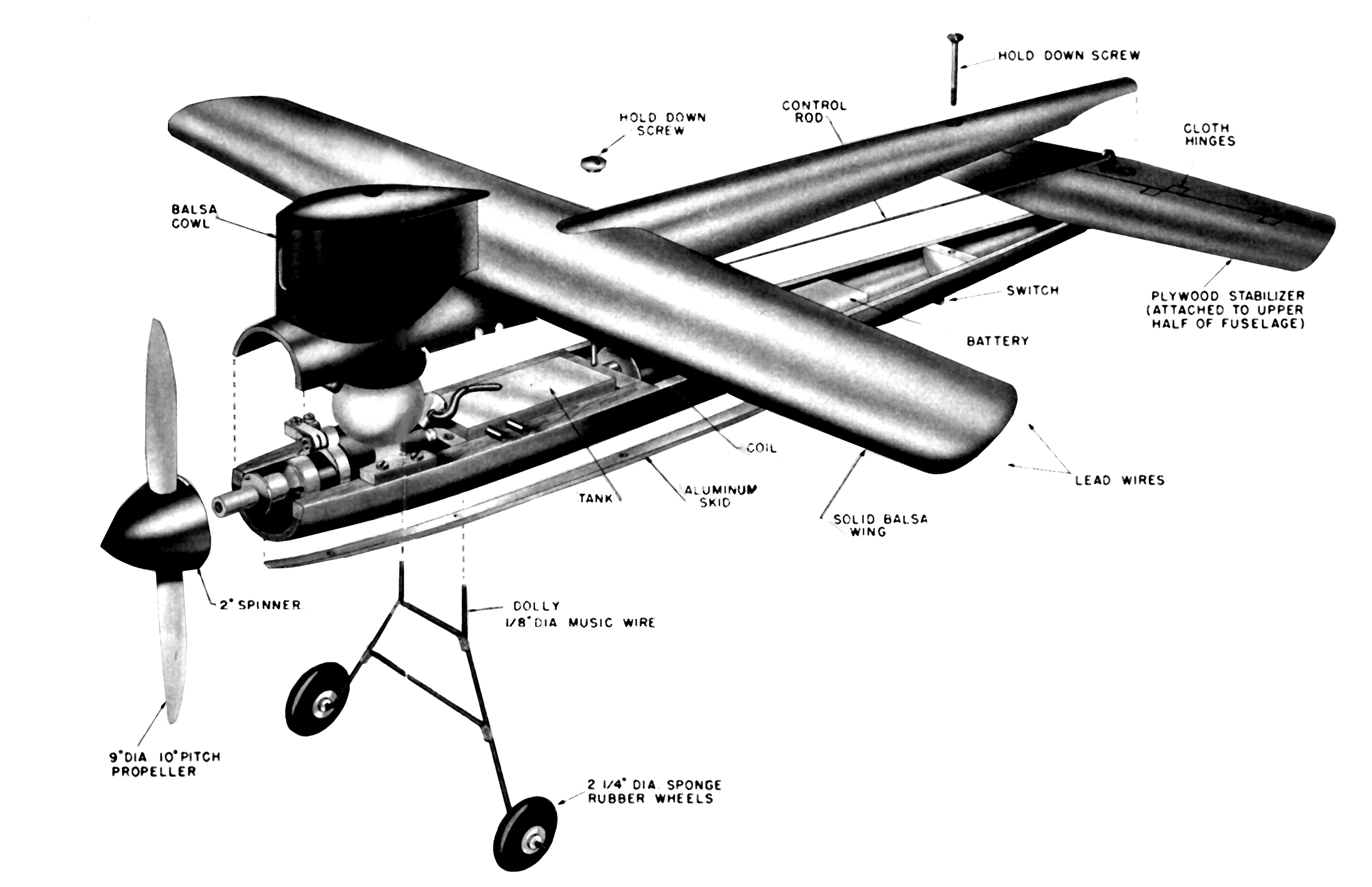 full size printed plan control line speed  form late 50s to 60s  "spamp special" wingspan 22”  engine .60 - .65