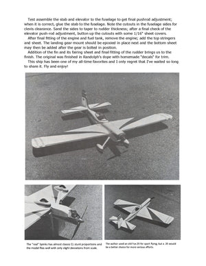full size printed plan vintage 1980 control line stunt .29-.35 spinks akromaster