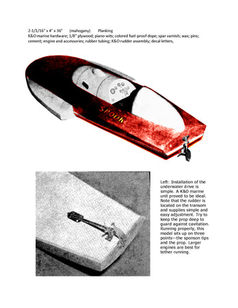 full size printed plans vintage from 1953 l 20”  b 8 5/8”  engine .049 to .099 suitable for radio control