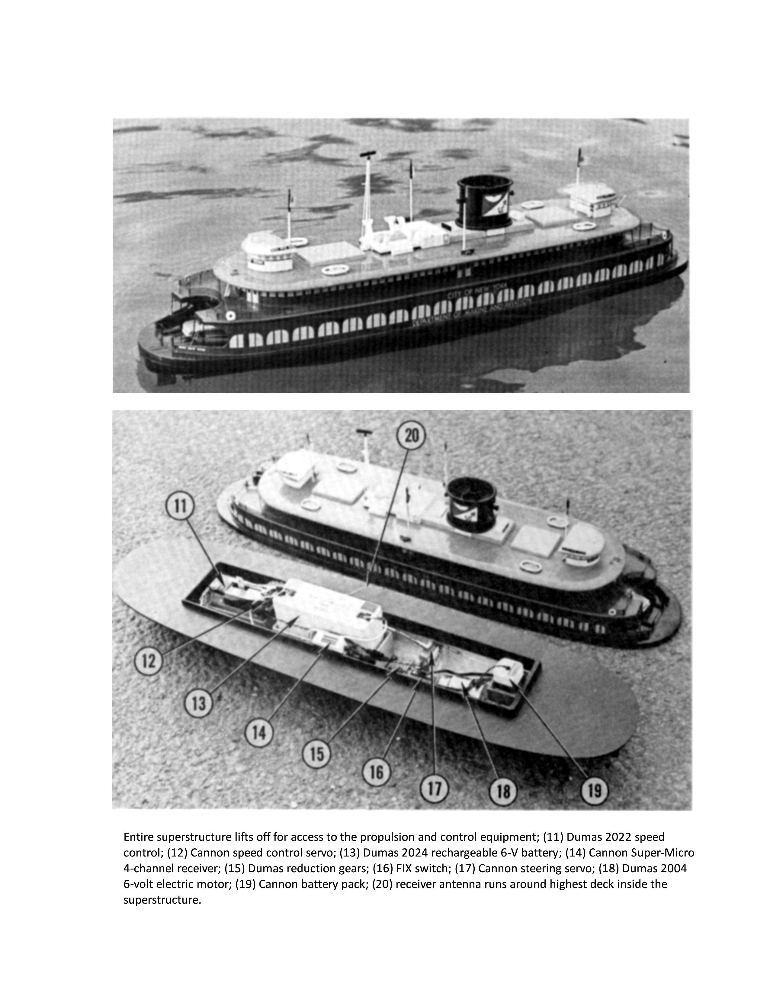 full size printed plan scale 1:96 staten island ferry "miss new york", for radio control