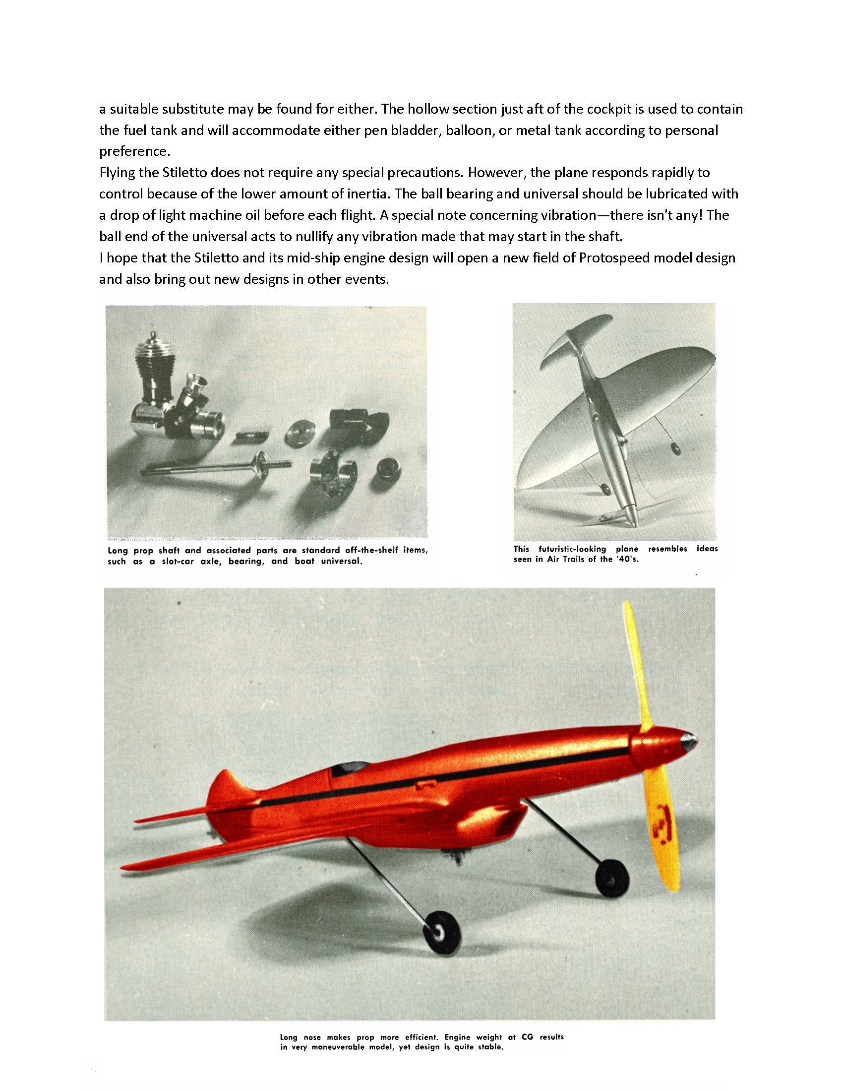 full size printed plan  1/2 a  proto control line speed stiletto wingspan 14” engine .049