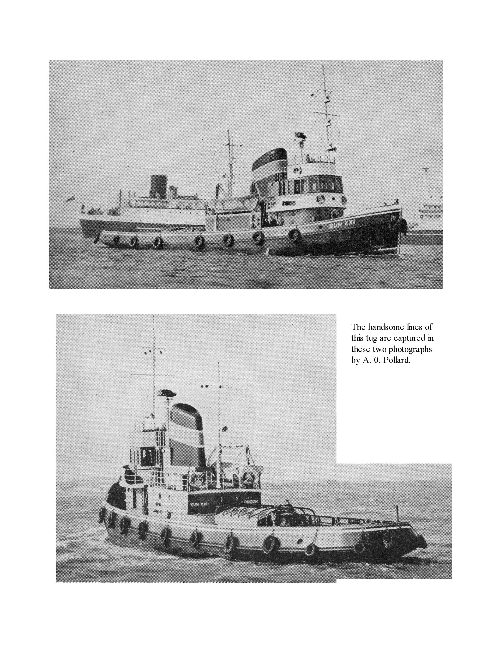 full size printed plan vintage 1966 modern tug model scale 1/3 in. to 1 ft. "sun xxi" for radio control