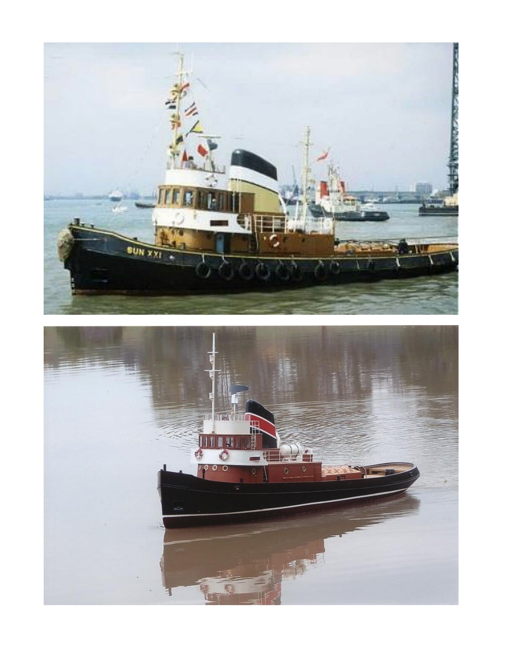 full size printed plan vintage 1966 modern tug model scale 1/3 in. to 1 ft. "sun xxi" for radio control