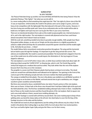 full size printed plans peanut scale "super-sytky"  potential of being a "fike fighter".