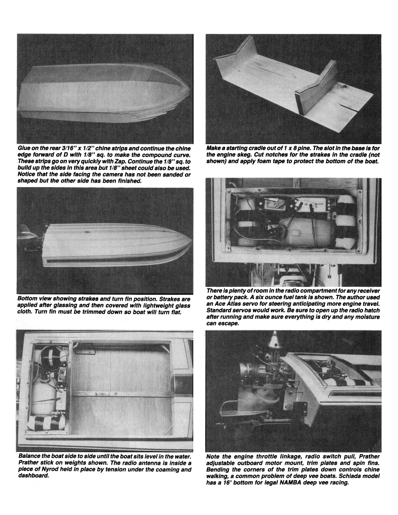 full size printed plan outboard ski boat 1/8 standoff scale 30" schiada 20 s.s. for radio control