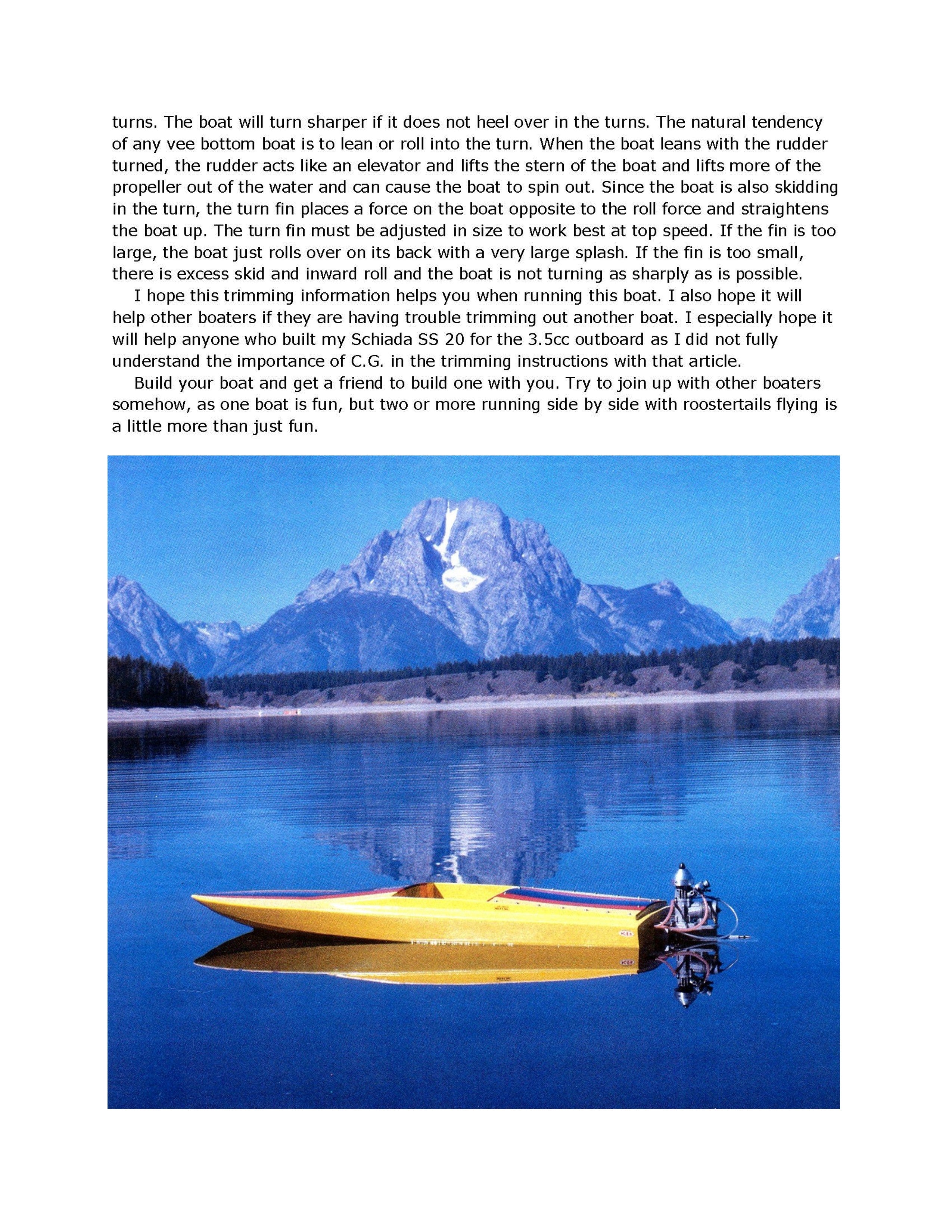 full size printed plan  7.5 – 11cc outboard deep vee ski boat “ski vee 40” for radio control