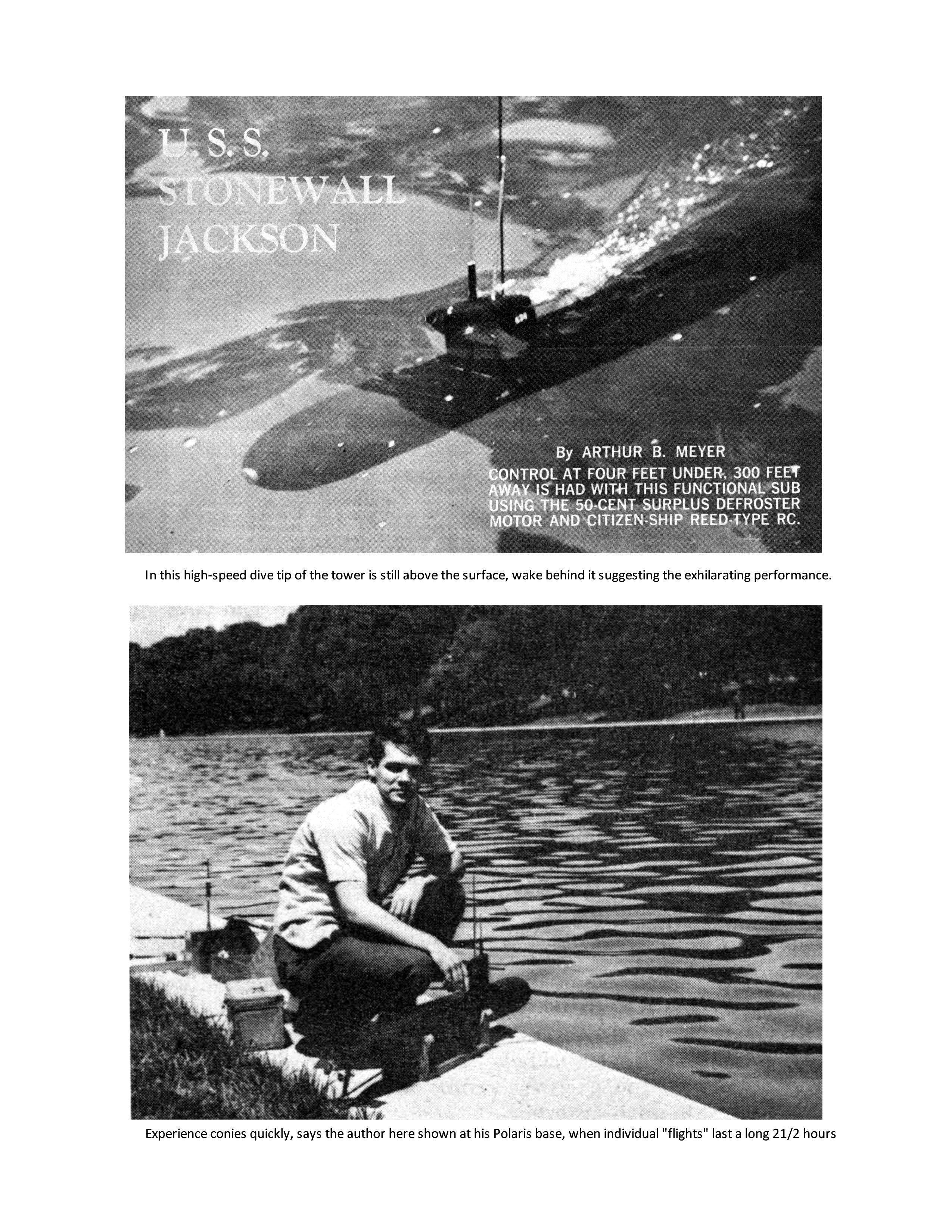 full size printed plans & build notes to build a semi scale 1:96 radio control submerging stonewall jackson submarine