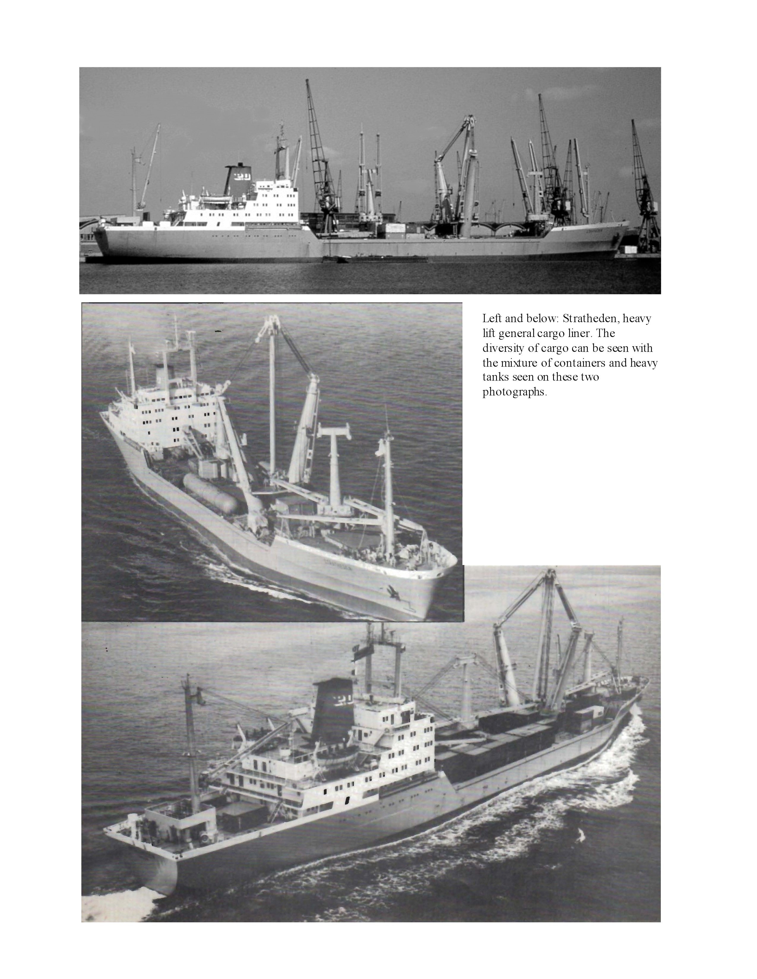 full size printed scale drawing scale 1:192 cargo ship with heavy lifting "stratheden" suitable for radio control