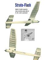 full size printed plan 1950 free flight  wingspan 37"  engine ½ a strato-flash results: spectacular!